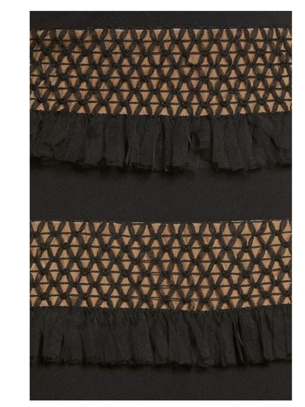 Black Mini Dress with Bronze-Patterned Trim and V-Neck - Picture 4 of 12